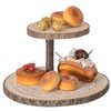 Vintiquewise Two Tier Natural Wood Color Tree Bark Server Tray with Rustic Appeal, Two Sizes Trays QI004381